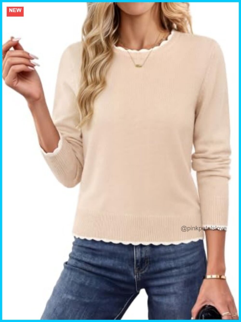 Cropped Crewneck Sweater Lightweight Knit Work Pullover Top